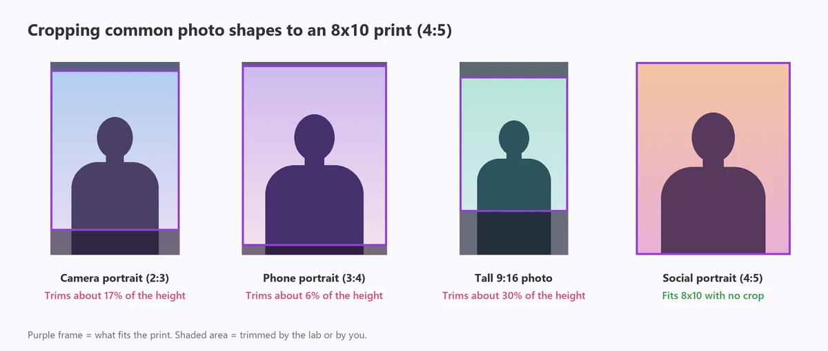 8x10 ratio of 4:5: how 2:3 camera, 3:4 phone, 9:16 and 4:5 photos are cropped to an 8x10 print