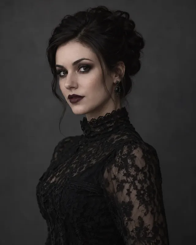 Woman with dark hair in an updo, used as a sample for a haircut suggestion report