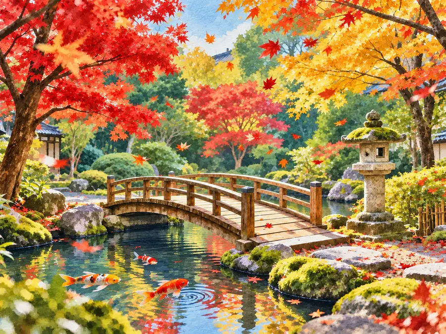 The same garden turned into a hand-painted anime-style illustration with a creative ChatGPT prompt