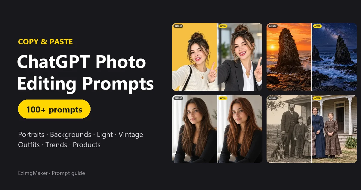 100+ ChatGPT Photo Editing Prompts (Copy & Paste, With Examples)