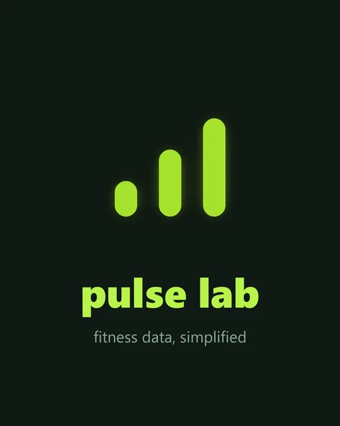 Fictional lime green tech logo with three glowing rising bars on black for a fitness data app