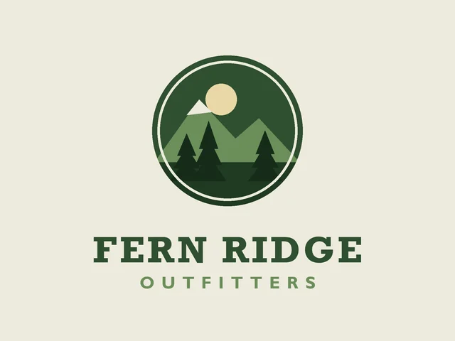 AI prompt example: hunter green outdoor badge logo with mountains and pines