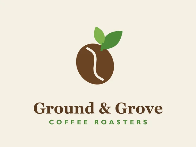 AI prompt example for a green and brown logo: coffee bean with leaves