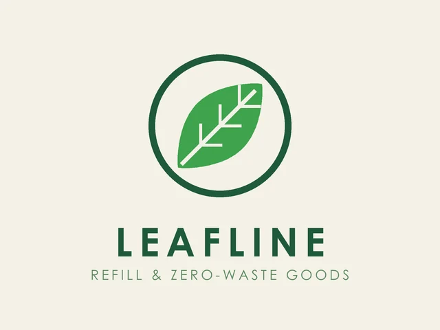 AI green logo prompt example: leaf in a circle eco logo on cream