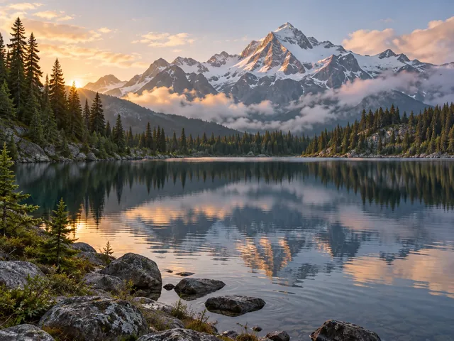 Image to video example: a mountain lake photo turned into a gentle cinemagraph