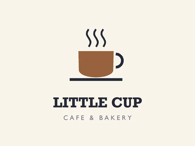 AI logo from a sketch: a flat brown coffee cup café logo on cream