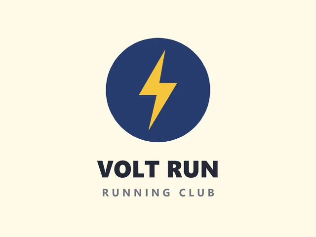 AI logo example: yellow lightning bolt on a navy circle for a running club