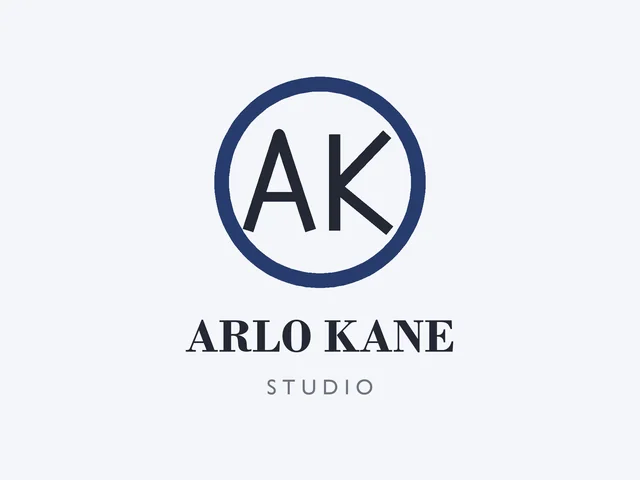 AI monogram logo example with the letters AK in a navy ring