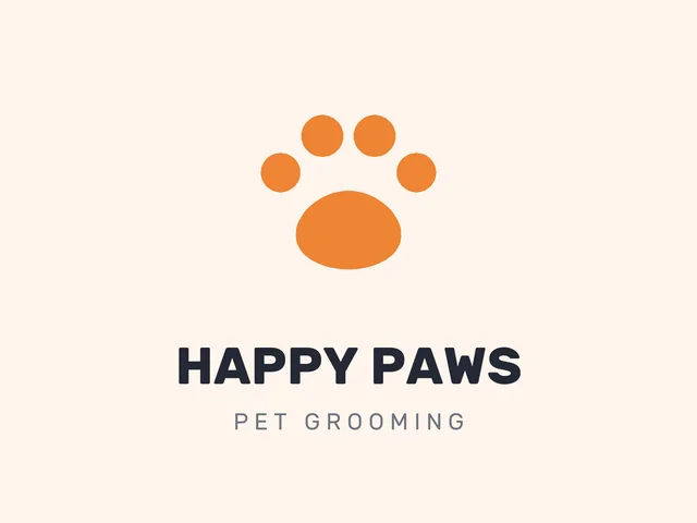 AI logo example: orange paw print logo for a pet grooming business