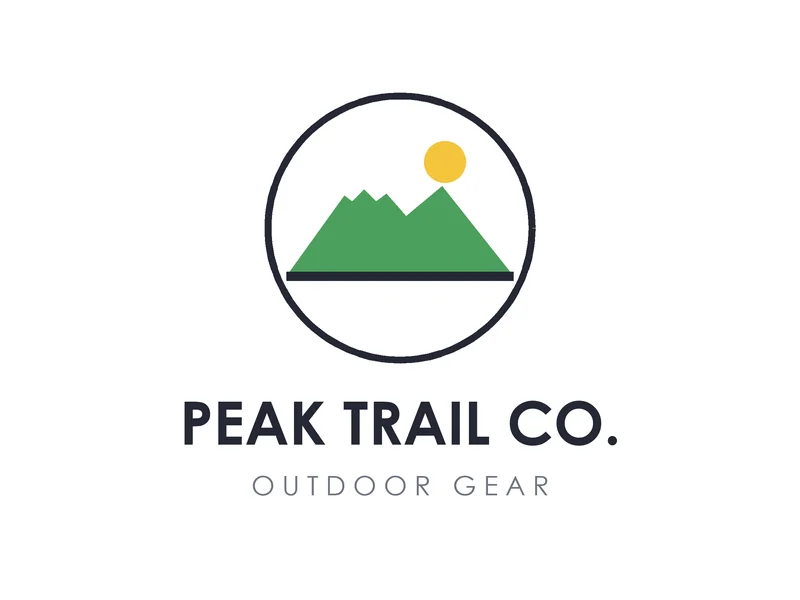 Clean mountain and sun logo on a transparent-style white background