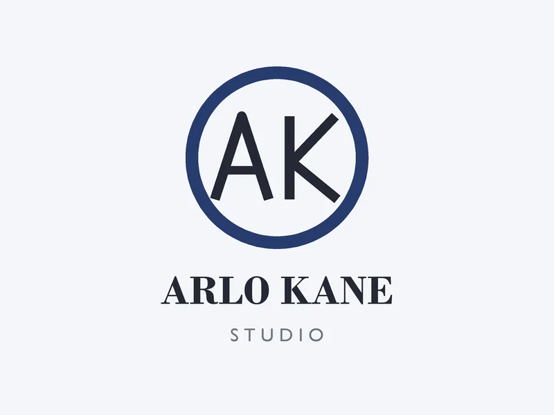 Fictional AK monogram logo in a navy ring