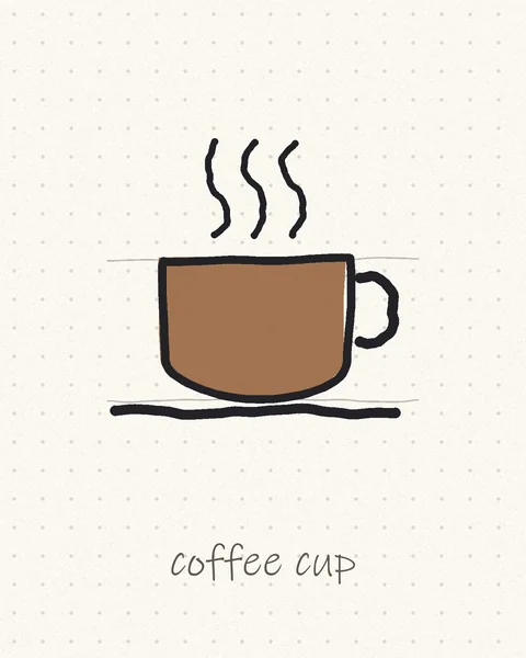 Easy logo drawing of a brown coffee cup with three wavy steam lines