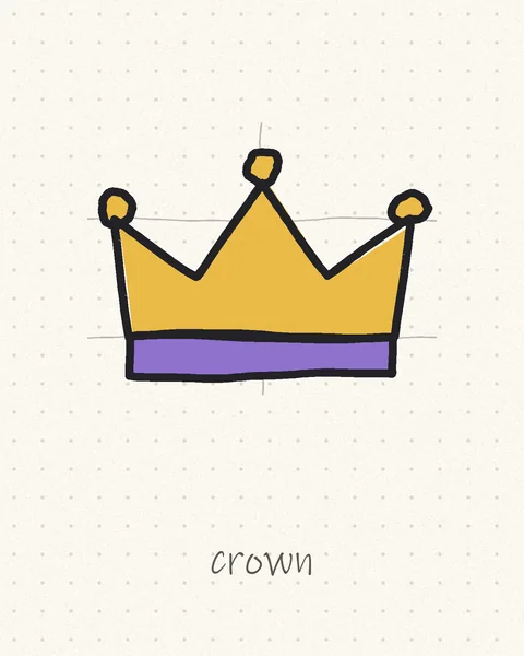 Easy logo drawing of a gold crown with three ball tips and a purple band