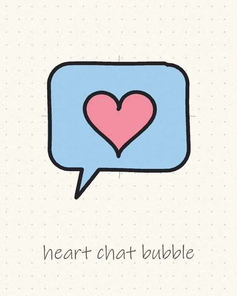 Hand-drawn logo of a pink heart inside a light blue speech bubble