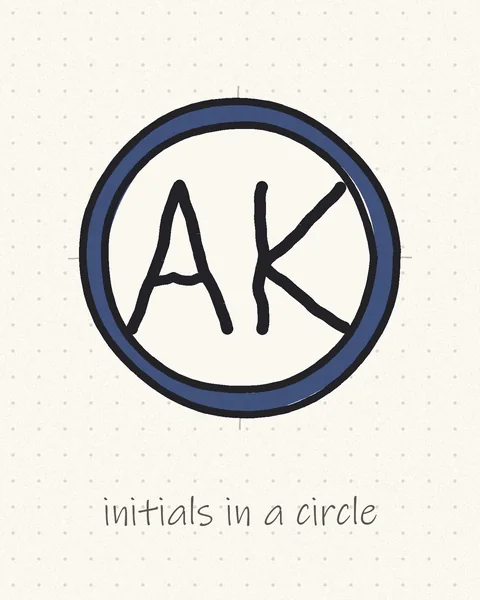 Easy logo drawing of the initials A and K inside a navy ring