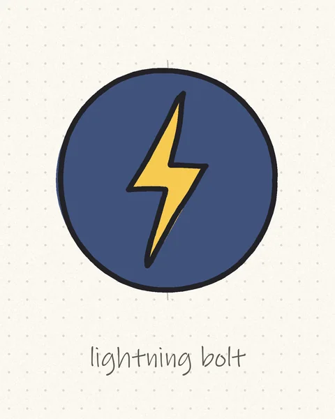 Easy logo drawing of a yellow lightning bolt on a navy circle
