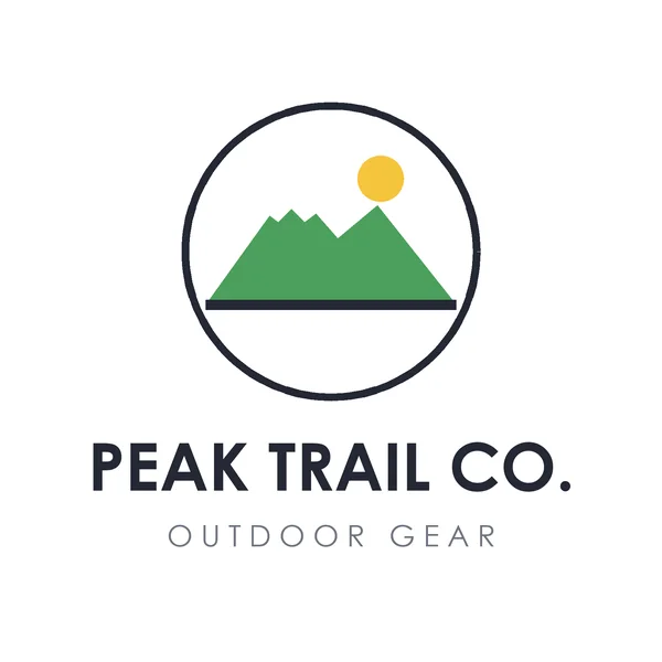 After: the same mountain and sun logo as a clean flat digital logo with a wordmark