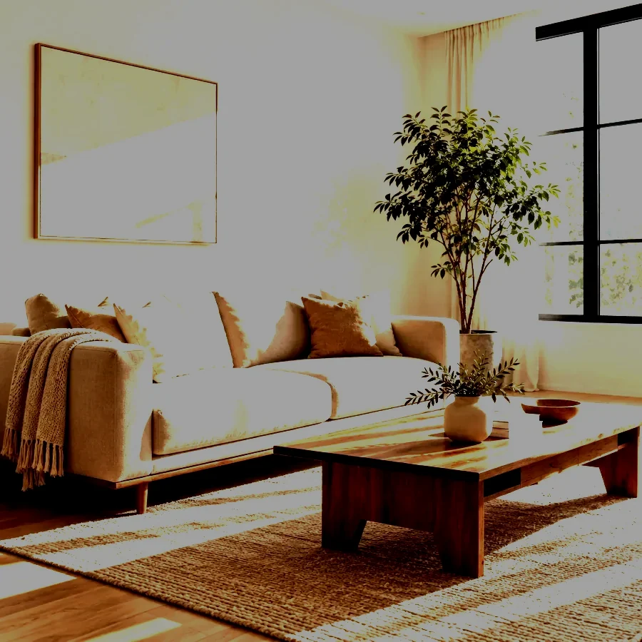 The extremely overexposed photo after correction: furniture and wood recovered, while the clipped window and sunlit patches stay flat