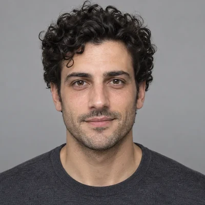 Retouched portrait of a man with softened under-eye bags