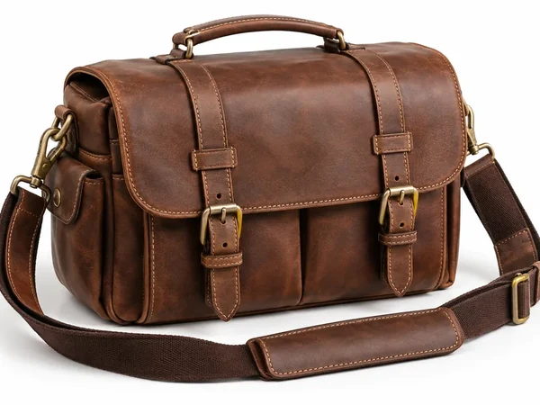 Leather bag cut out onto a clean white background