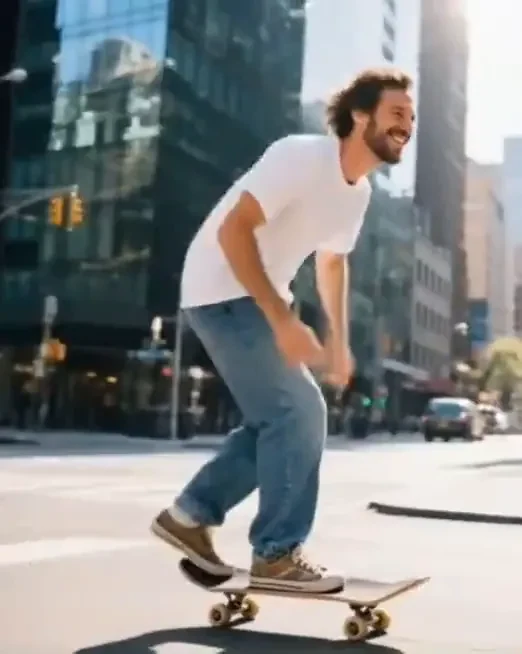The same skateboarding frame with the watermark removed