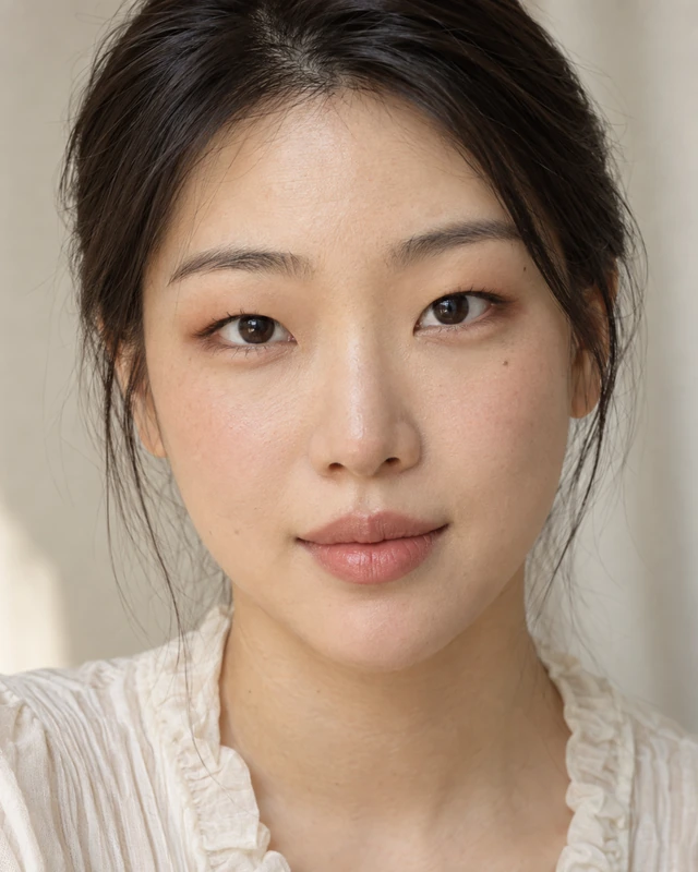 Close-up of dark eyes with soft gradient shadow and curled lashes