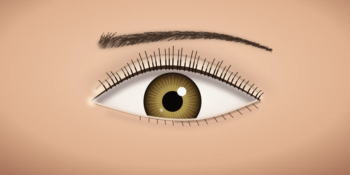 Illustrated eye with soft doe eye makeup