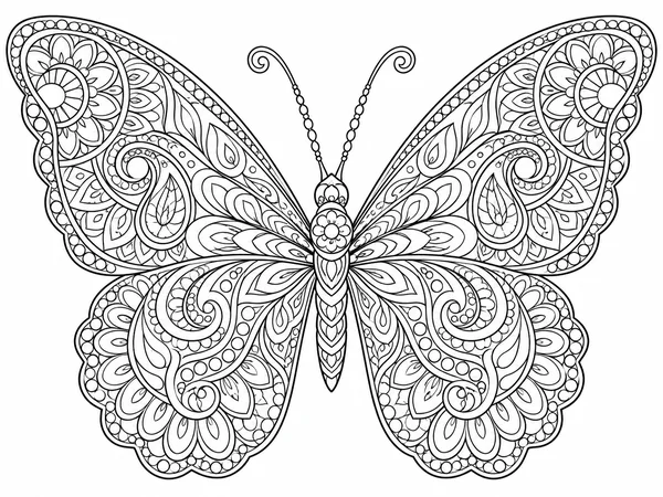 Intricate mandala butterfly coloring page for adults