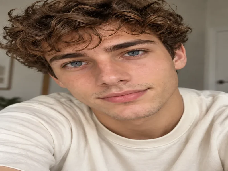 Drag to compare brown eyes with the same selfie wearing natural blue eyes (after)