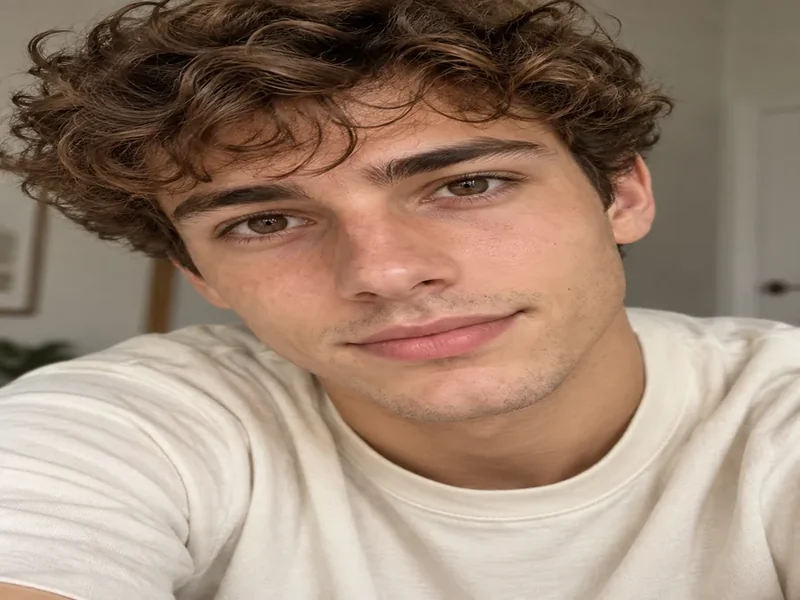 Drag to compare brown eyes with the same selfie wearing natural blue eyes (before)