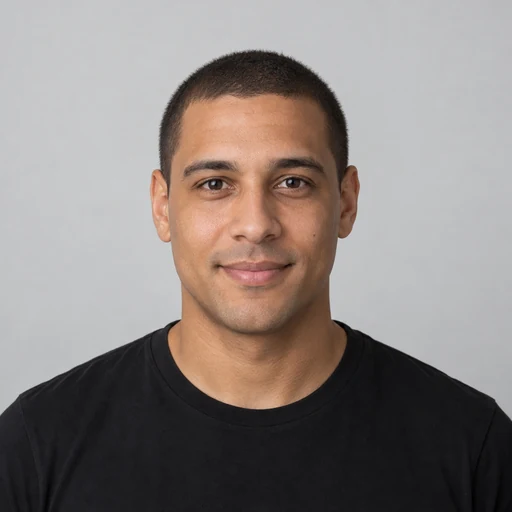 Drag to compare a buzz cut with the same man wearing a mid fade (before)