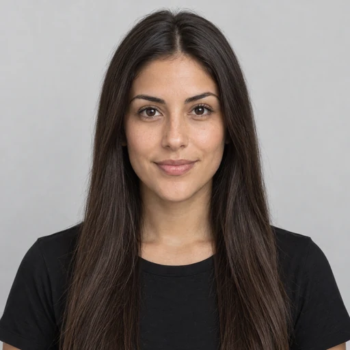 Drag to compare long straight hair with the same woman wearing a wolf cut (before)