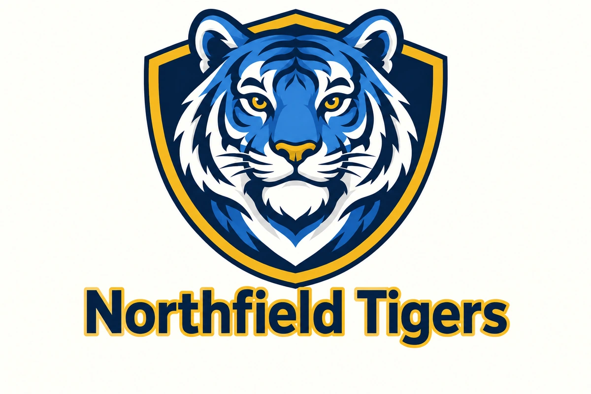 Football club mascot logo with a blue tiger head above the team name