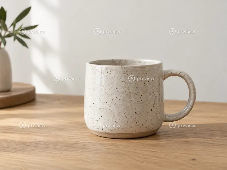 Drag to compare the ceramic mug product shot covered in faint repeated marks and the clean shot (before)