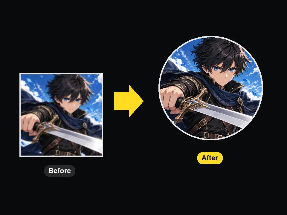 Pixelated anime boy avatar upscaled into a clean round profile picture