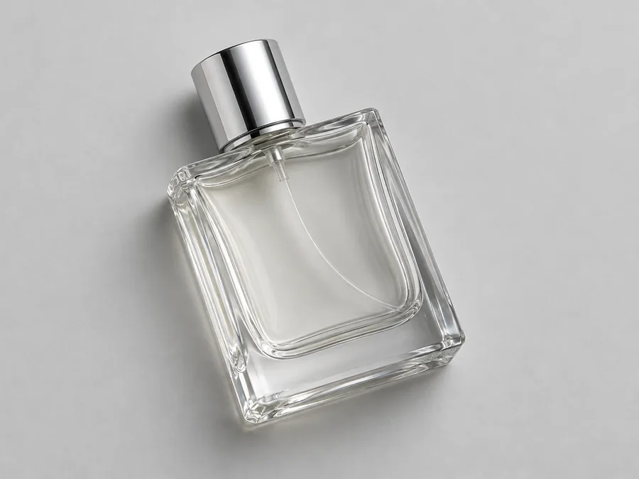Drag to compare the perfume bottle on a plain backdrop and in a spa scene (before)