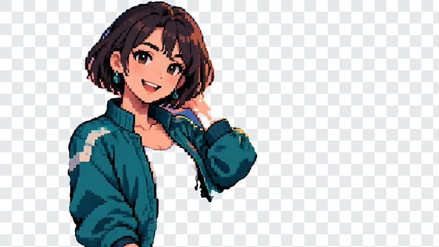 Drag to compare the pixel-art portrait with its city background and on transparency (after)