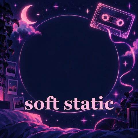 Lo-fi band logo in pink neon script with a cocktail glass