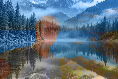Luminosity blend: riverside detail in the colors of the selfie