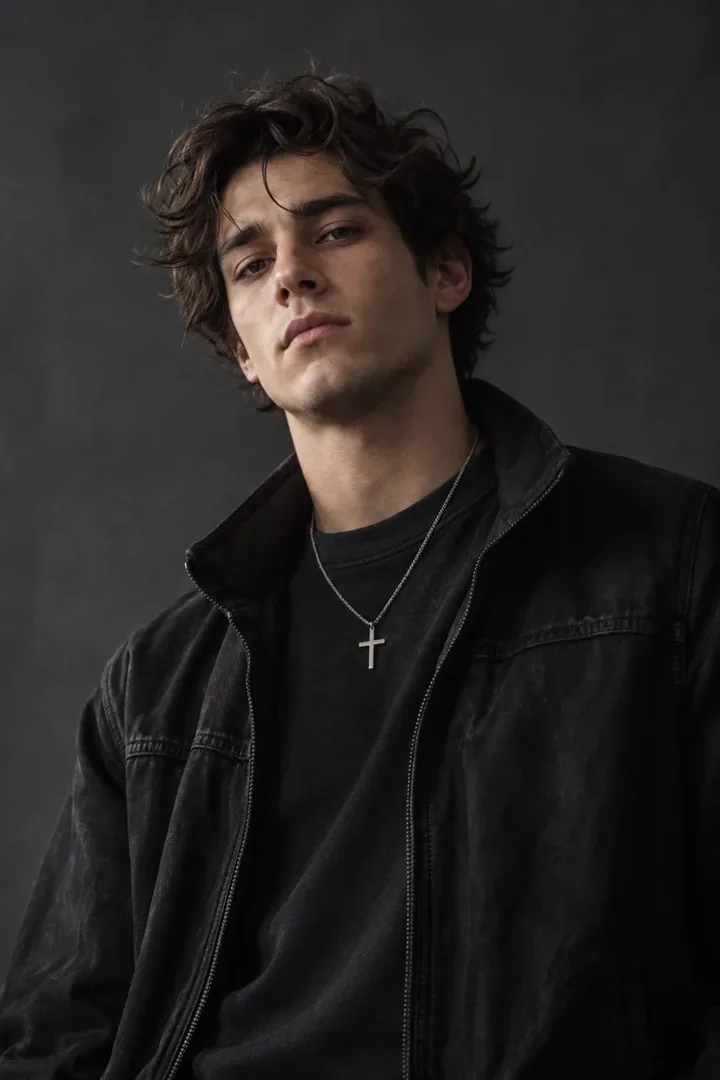 Sample photo for the celebrity look-alike finder: a young man with dark wavy hair