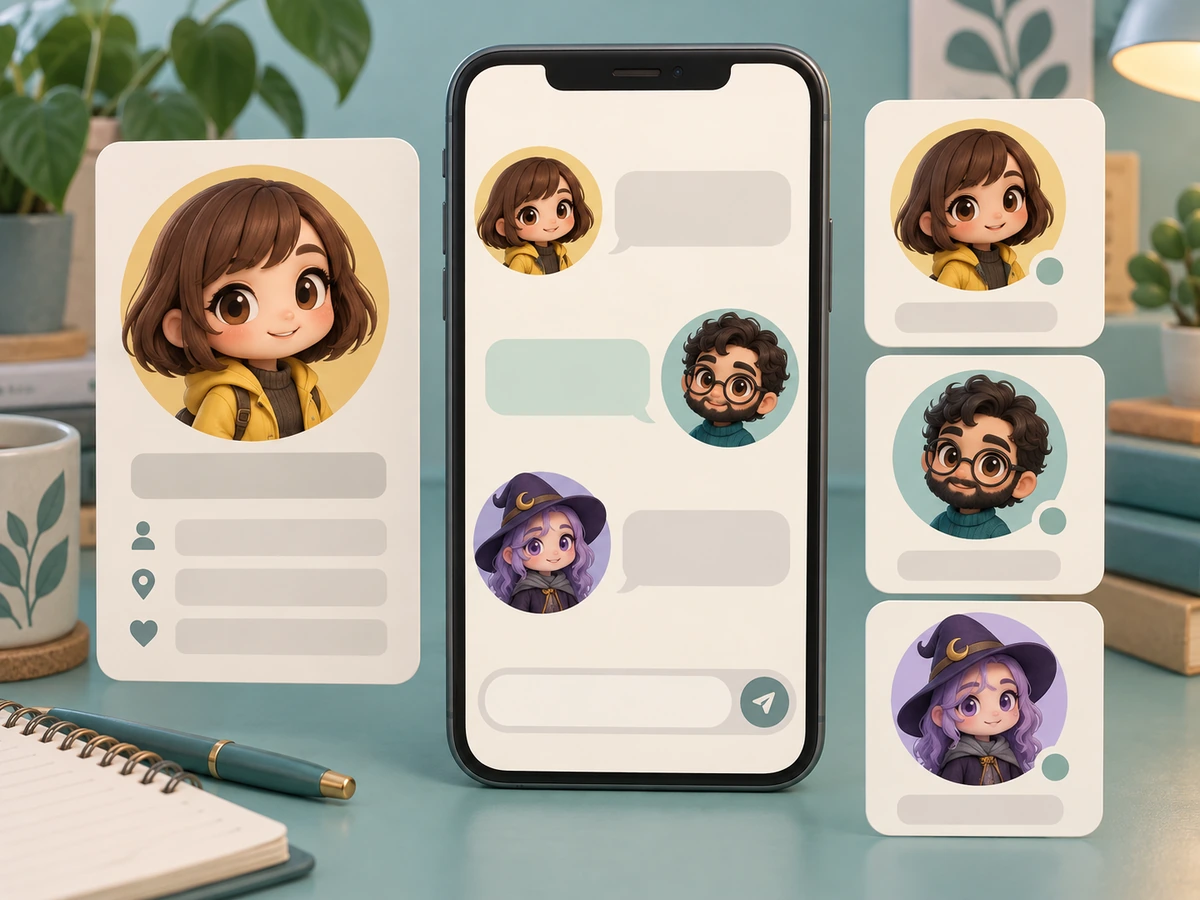 Chibi characters used as profile pictures on social apps