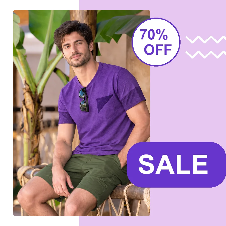 Recolored T-shirt used in an online store sale banner