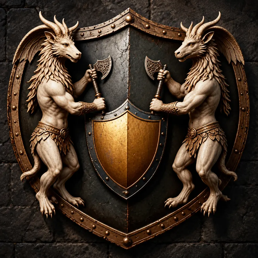Fantasy house sigil with mythical beasts
