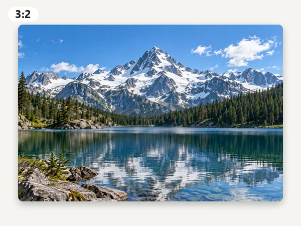 Mountain lake photo cropped to a 3:2 landscape