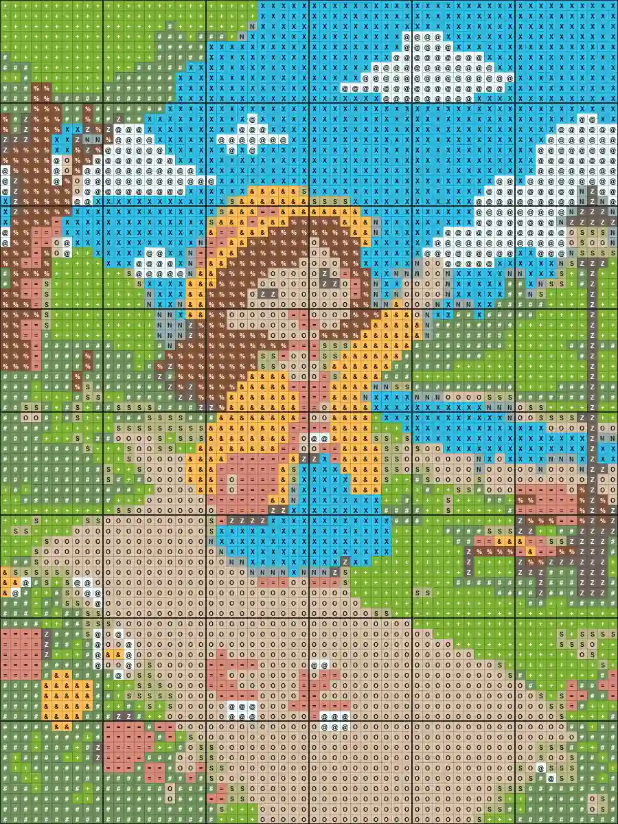 Drag to compare the cartoon and the 12-color cross stitch chart (after)