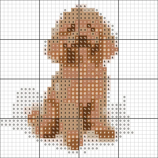 Drag to compare the poodle photo and the 40-stitch beginner pattern (after)