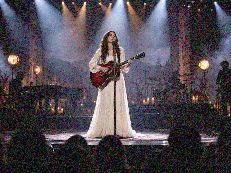 Drag to compare the noisy concert photo and the clean denoised stage (before)