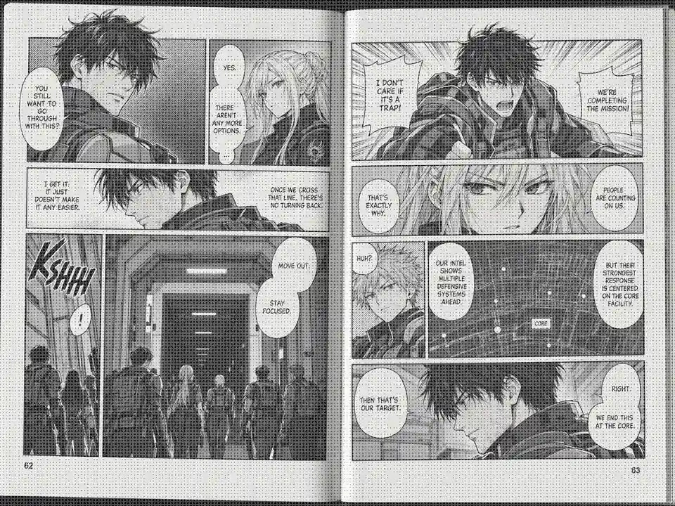 Drag to compare the manga spread before and after descreening the screentones (before)