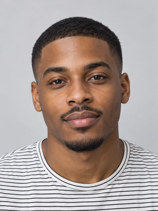 Drag to compare close-cropped hair with the same man with short twists (before)