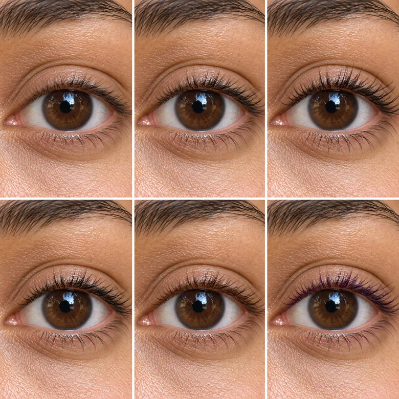 Dramatic lashes with lash style and eye color options below